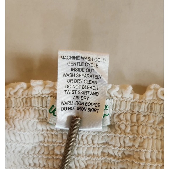 Ulla Popken Midi Sun Dress Sz 16/18 Crochet Smocking White Cotton Cottage Casual - Picture 10 of 10